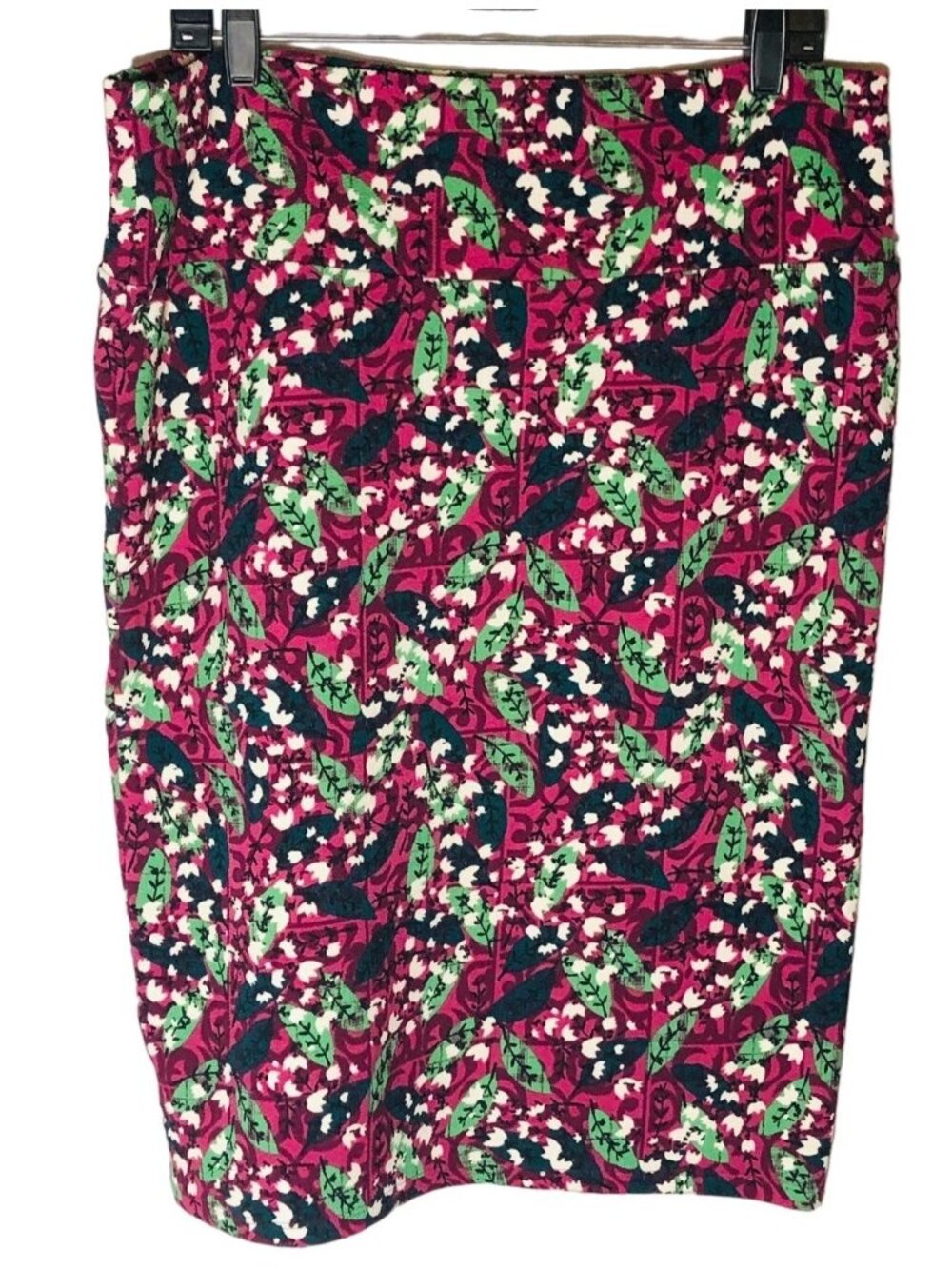 LuLaRoe pencil skirt pink & green floral polyester blend size 2xl READ